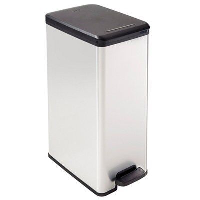 Curver Slim Silver Effect Plastic Rectangular Kitchen Bin, 40L Price Comparisons | Compare The Build