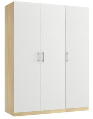 Darwin Gloss White Oak Effect Particle Board Triple Wardrobe (H)2004mm (W)1500mm (D)584mm Price Comparisons | Compare The Build