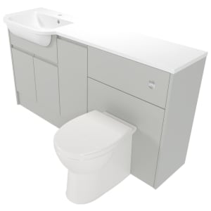 Deccado Clifton Whisper Grey Left Hand 1500mm Fitted Vanity & Toilet Pan Unit Combination with Left Hand Basin Price Comparisons | Compare The Build