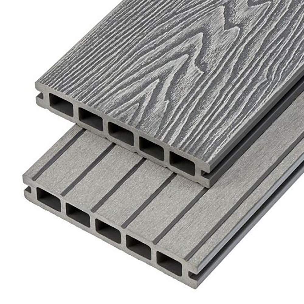 Cladco Woodgrain Hollow Composite Decking Board 4m - Light Grey WPCHWL40 Price Comparisons | Compare The Build