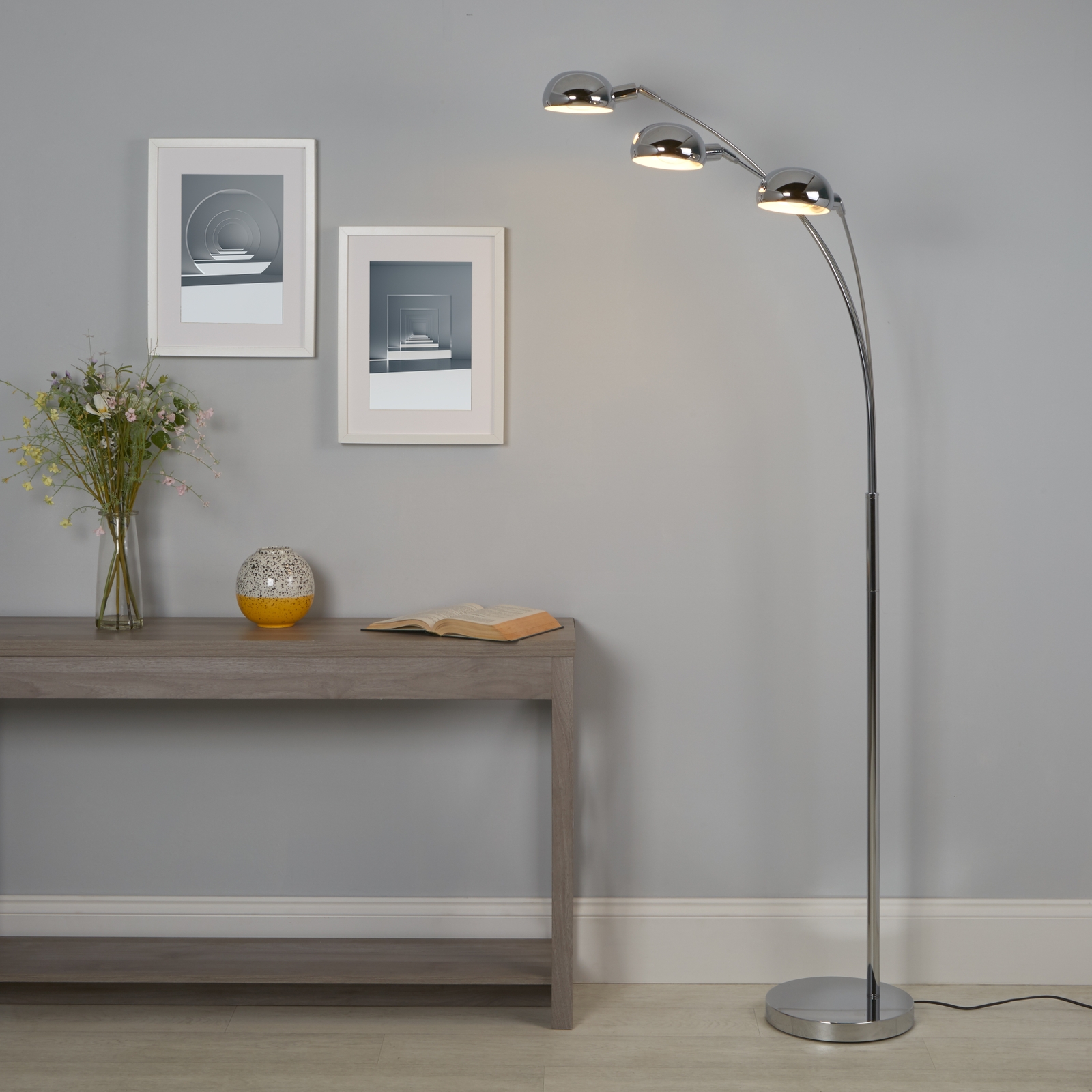 3 Light Floor Lamp - Chrome | Compare The Build