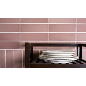 Wickes Boutique Richmond Blossom Pink Gloss Ceramic Wall Tile - 245 x 75mm - Pack of 54 Price Comparisons | Compare The Build