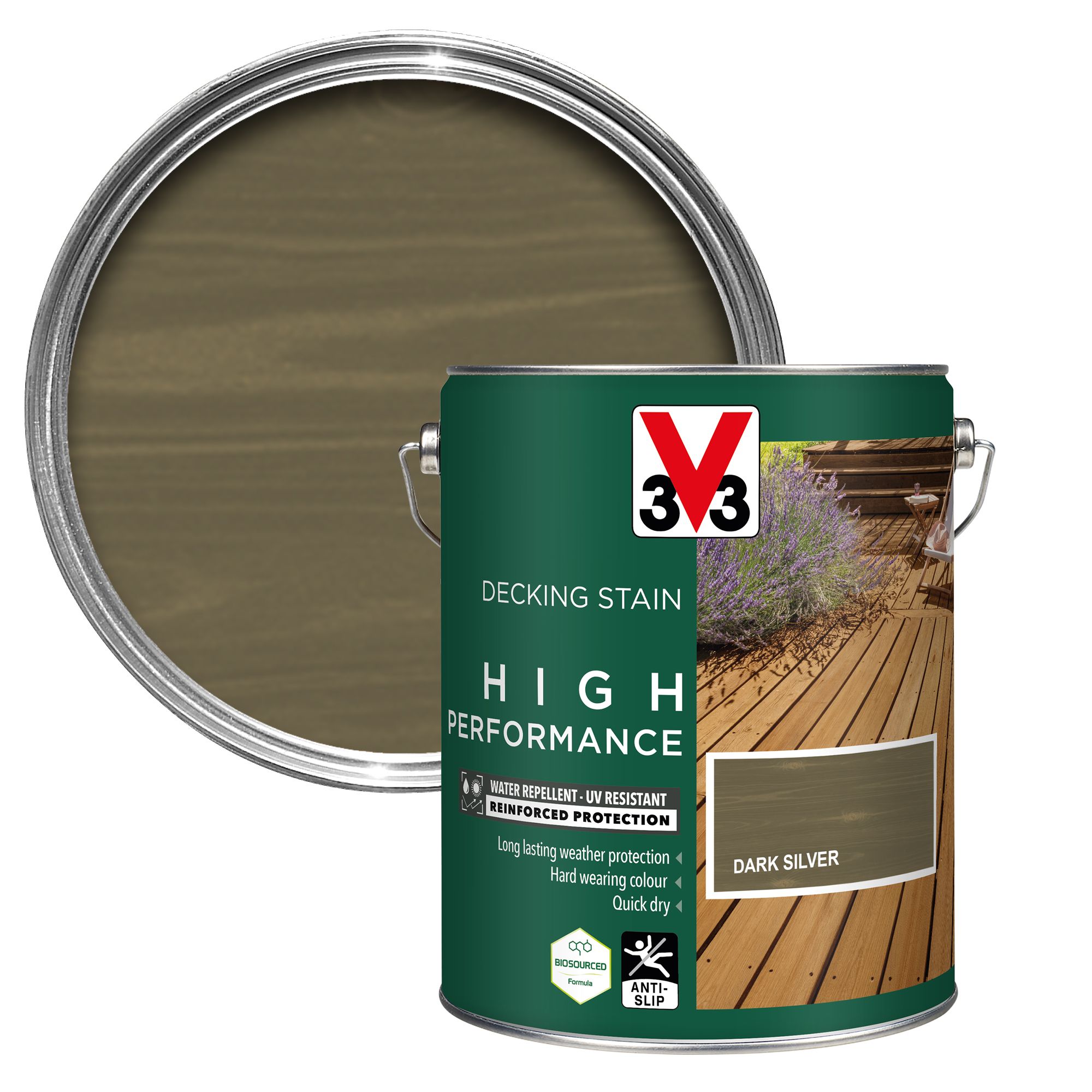 V33 High Performance Dark Silver Satin Quick Dry Decking Stain, 5L Price Comparisons | Compare The Build