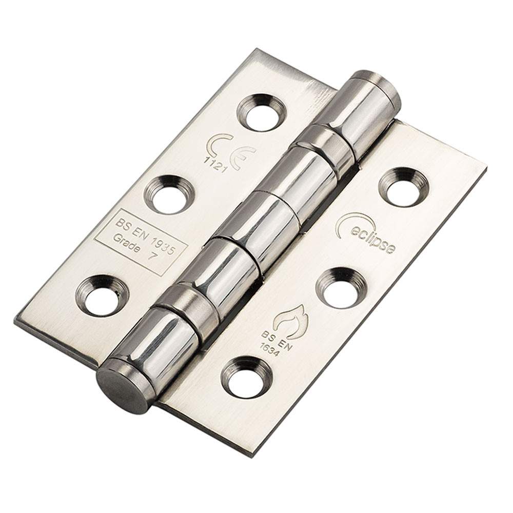 Eclipse Ball Bearing Hinge Grade 7 FD30 Fire Rated (76mm x 51mm) Pack of 2 - Polished Stainless Steel 14851 Price Comparisons | Compare The Build