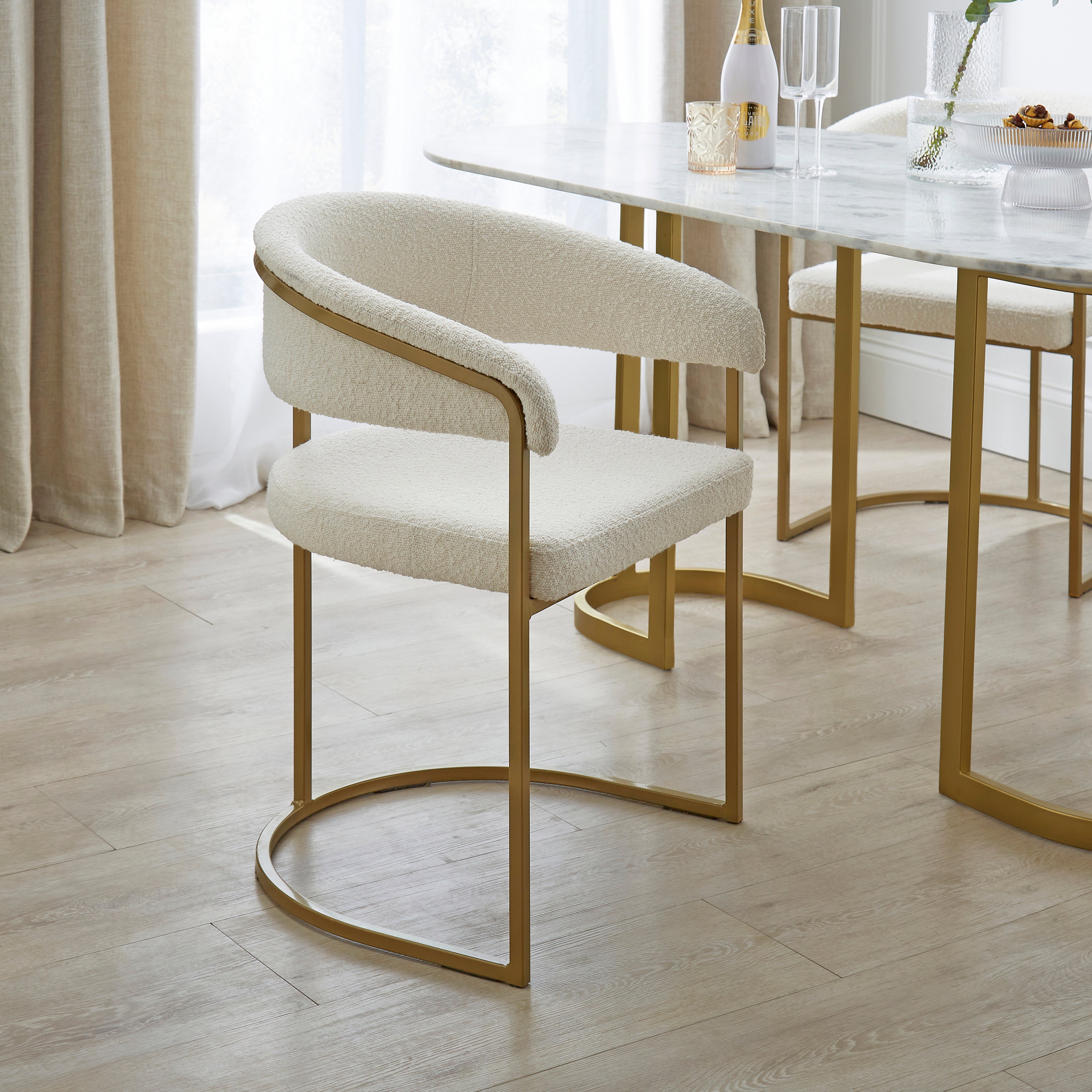 Zena Dining Chair, Ivory Boucle Ivory Price Comparisons | Compare The Build