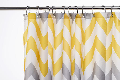 Croydex Yellow and Grey Chevron Textile Shower Curtain 180 x 180 cm Price Comparisons | Compare The Build