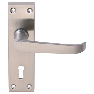 Victorian Straight Satin Nickel Lock Door Handle - 1 Pair Price Comparisons | Compare The Build