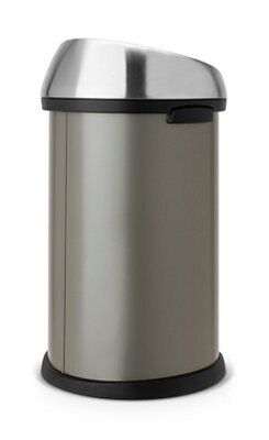 Brabantia Touch Top Grey Platinum Effect Metal Round Kitchen Touch Top Bin, 60L | Compare The Build