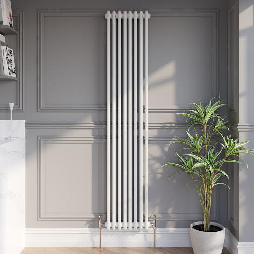 Park Lane Traditional Vertical Colosseum Double Bar Column Radiator White - 1800 x 380mm Price Comparisons | Compare The Build