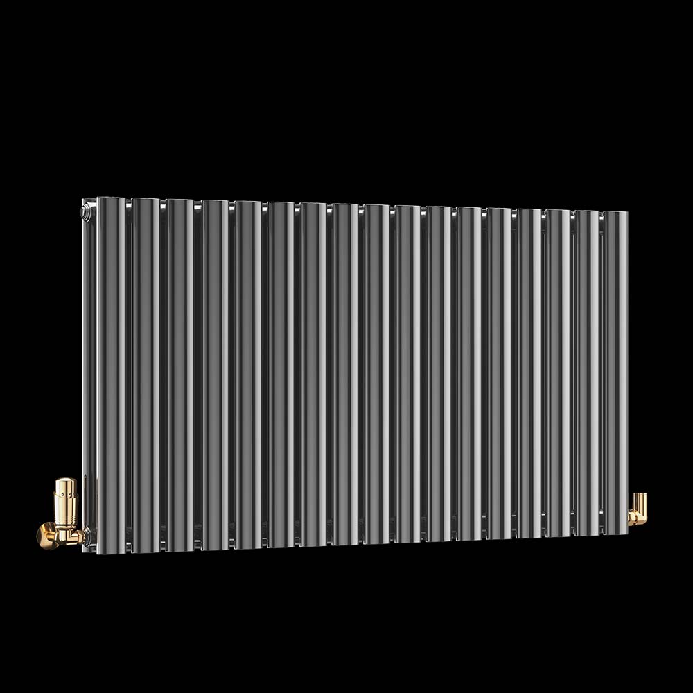 DQ Cove Horizontal Designer Radiator, Black Nickel Lacquer, 600mm x 413mm - Double Panel Price Comparisons | Compare The Build