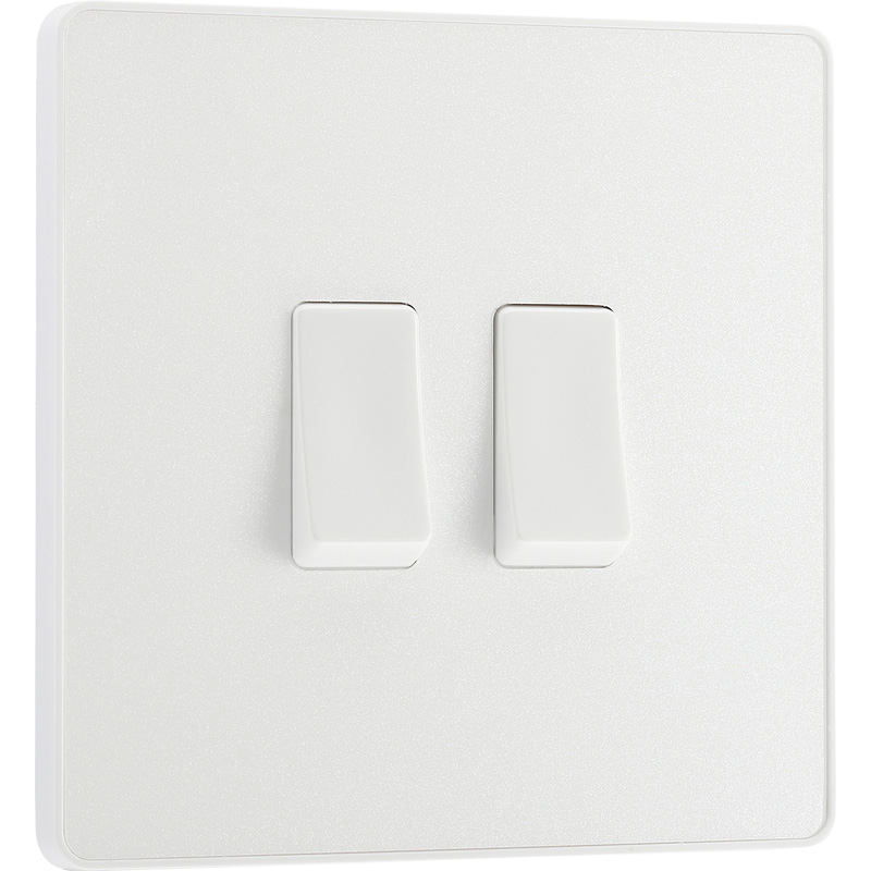 BG Evolve Pearlescent ( Ins) Double Light Switch, 20A 16Ax, 2 Way in White Steel Price Comparisons | Compare The Build