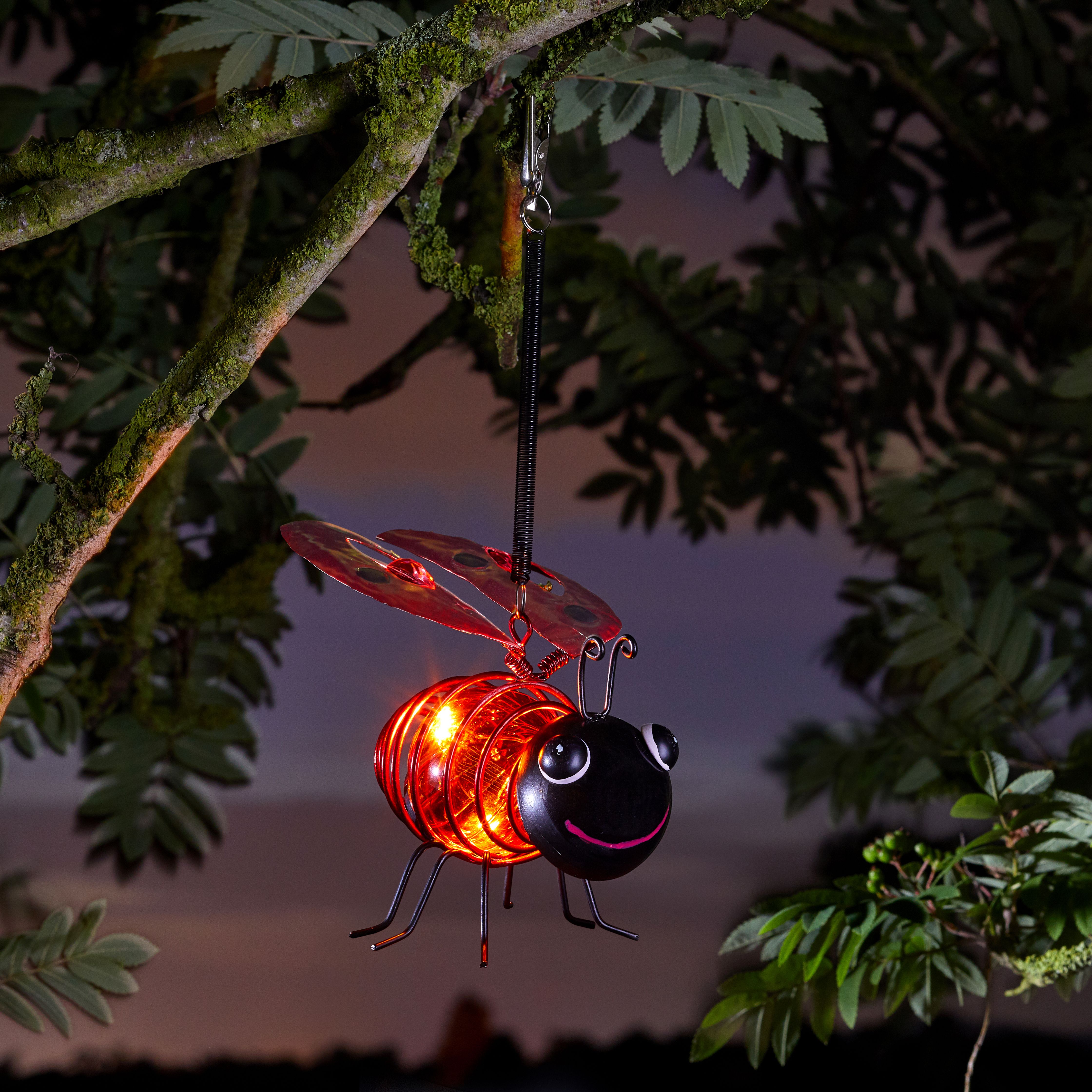 Solar Black & Red Copper Effect Ladybird Solar-Powered Led Outdoor Hanging Light Price Comparisons | Compare The Build