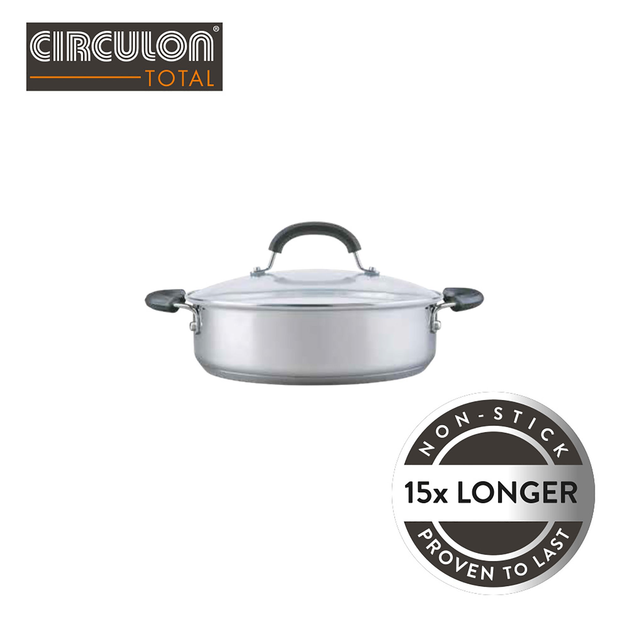 Circulon Total Stainless Steel Non-stick 24cm Casserole Pan Silver | Compare The Build