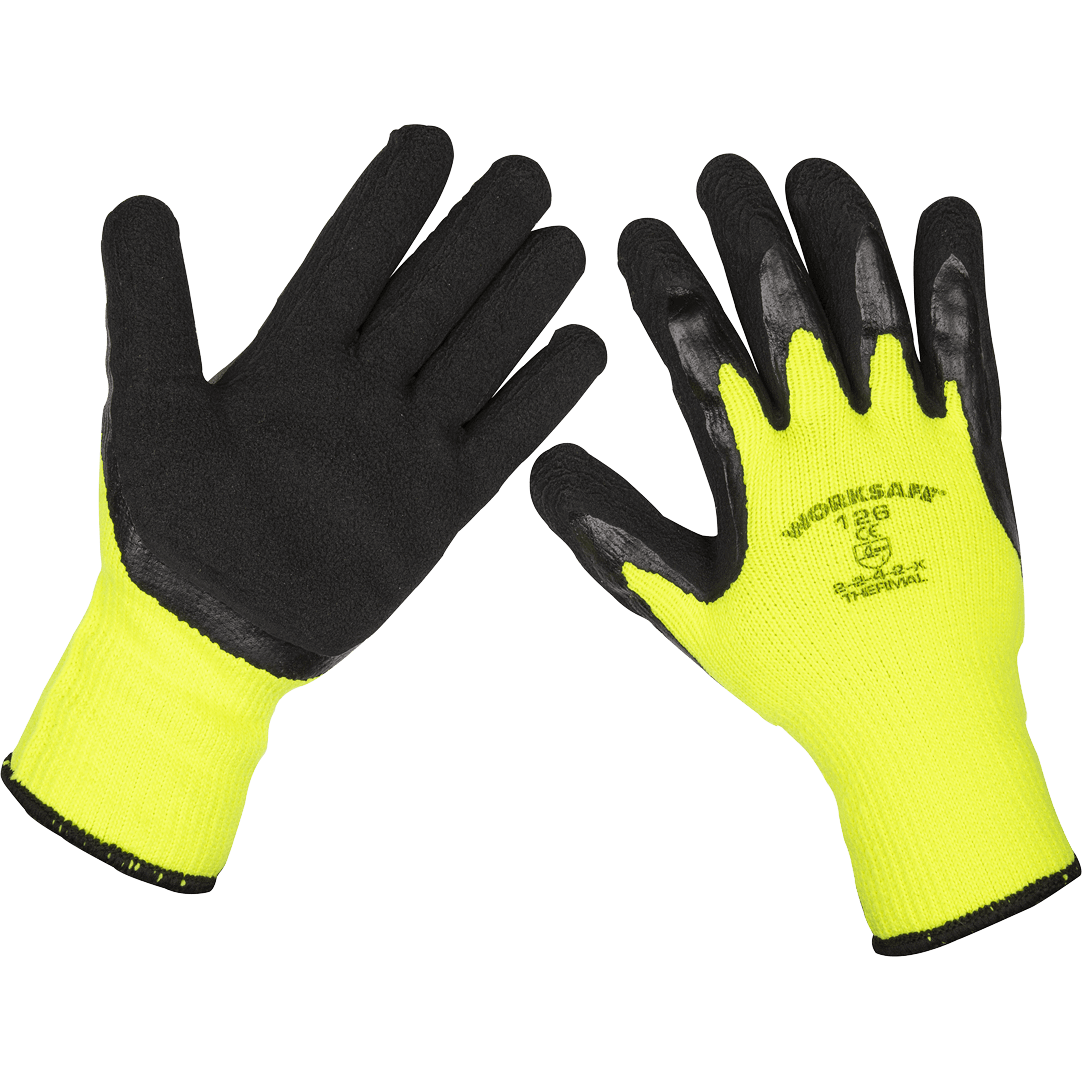 Sealey Thermal Super Grip Gloves Black / Yellow L Pack of 120 | Compare The Build