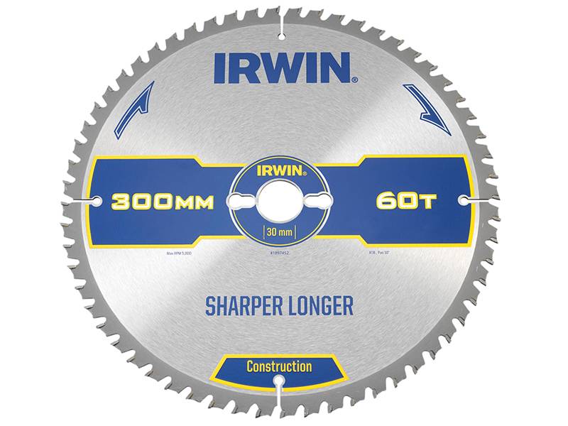 IRWIN® IRW1897452 Construction Table & Mitre Circular Saw Blade 300 x 30mm x 60T ATB Price Comparisons | Compare The Build