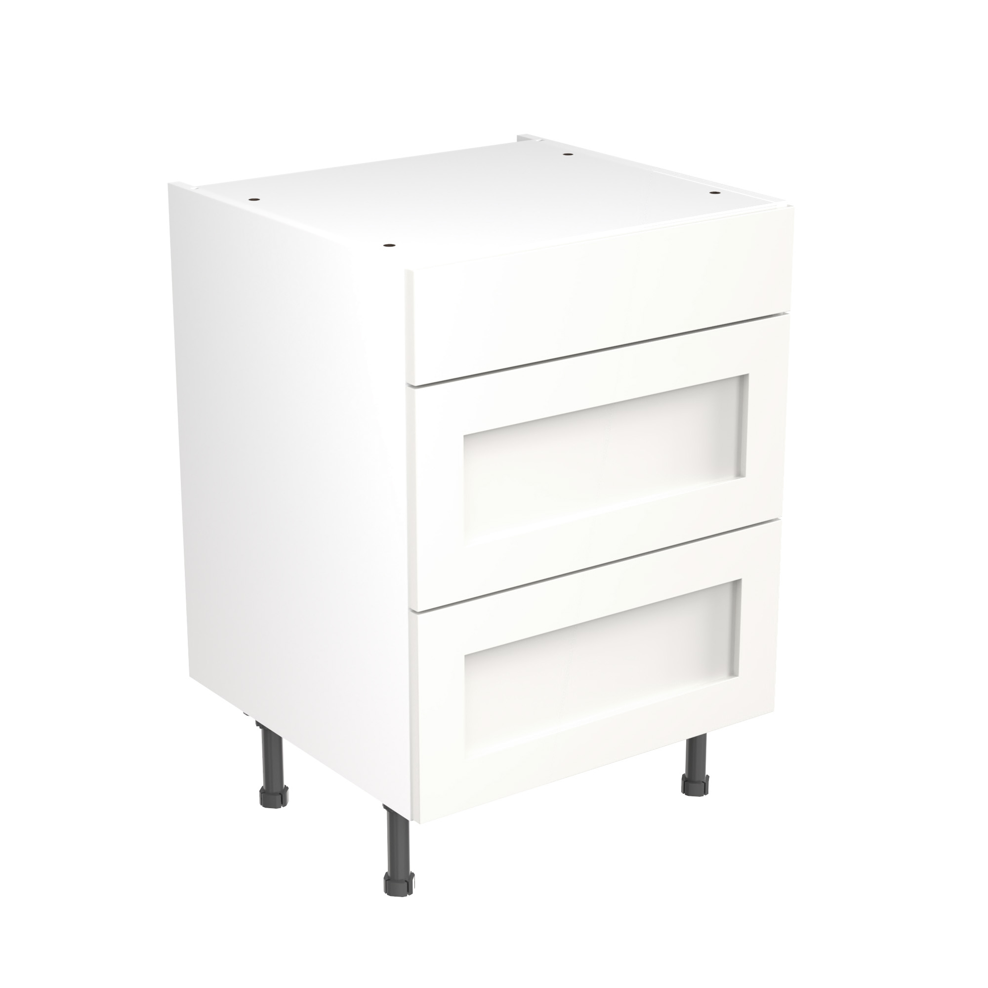 Flatpack Three Drawer Base Unit Shaker Ultra Matt White 600mm - FKKH0506 | Compare The Build