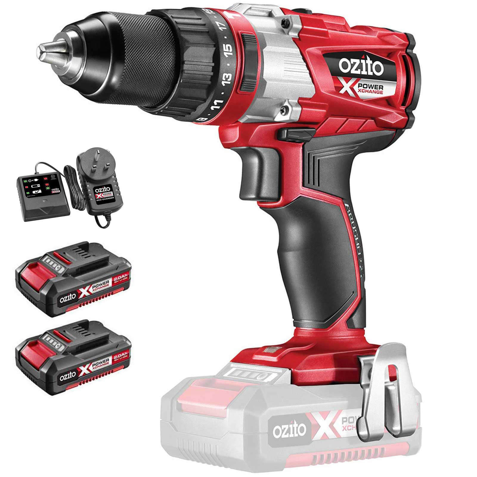 Ozito PXBHS 18v Cordless Brushless Combi Drill 2 x 2ah Li-ion Charger No Case Price Comparisons | Compare The Build