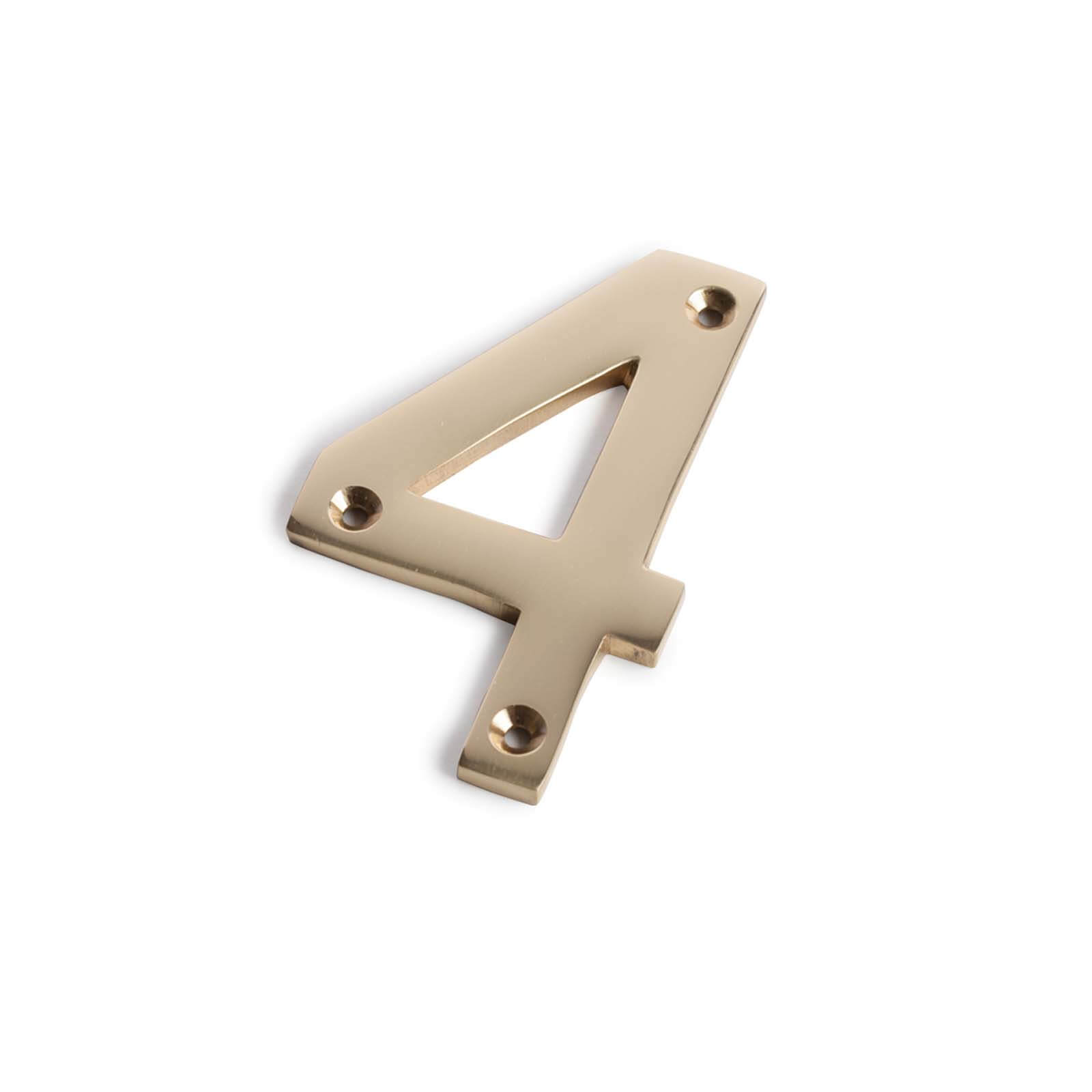 Polished Brass Numeral - Screw Fixing - 100mm - 4 | Compare The Build