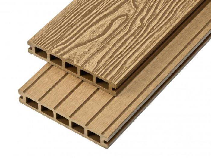 Woodgrain Effect Hollow Domestic Grade Composite Decking Board 2400mm x 150mm x 25mm - Teak Price Comparisons | Compare The Build