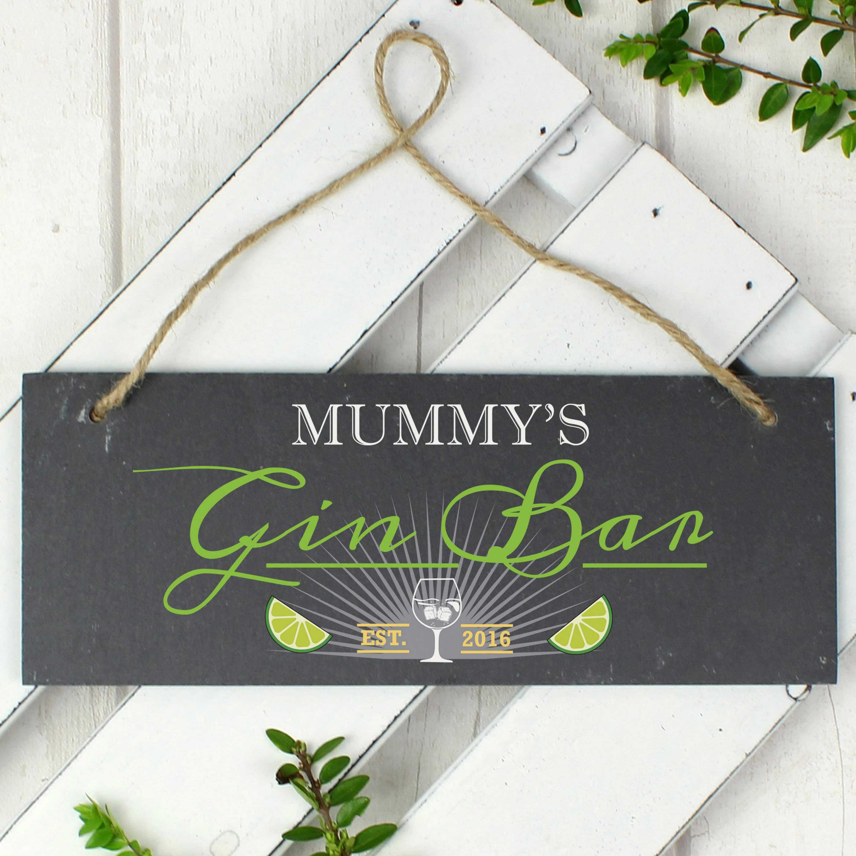 Personalised Gin Bar Printed Hanging Slate Plaque Slate (Grey) Price Comparisons | Compare The Build