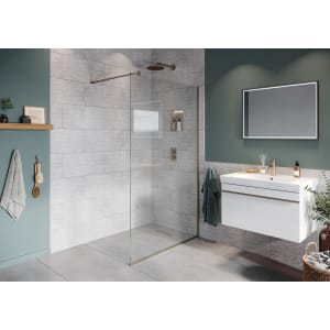 Hadleigh 8mm Brushed Nickel Frameless Wetroom Screen with Wall Arm - 800mm | Compare The Build