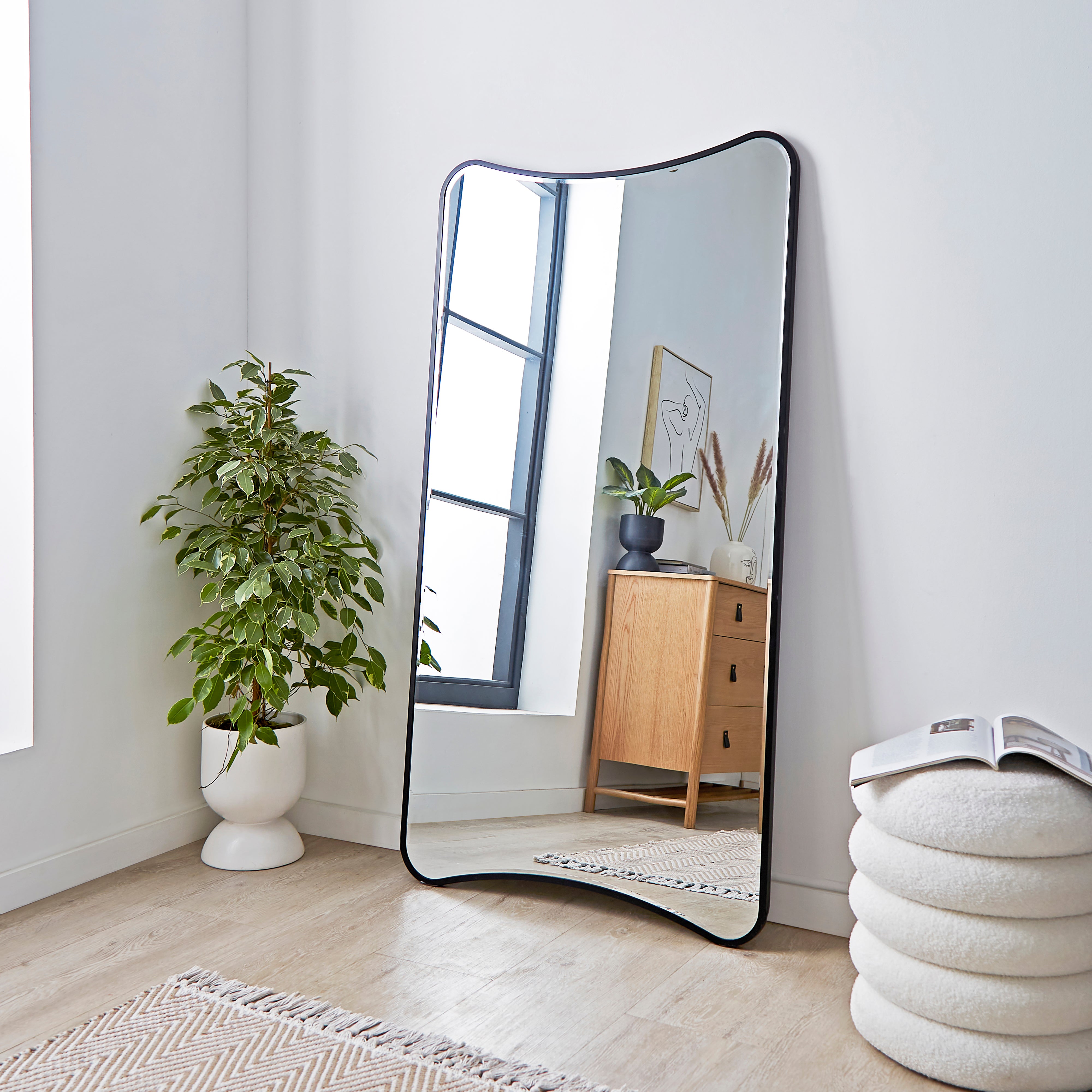 Apartment Double Arch Leaner Mirror, 150x80cm Black Price Comparisons | Compare The Build