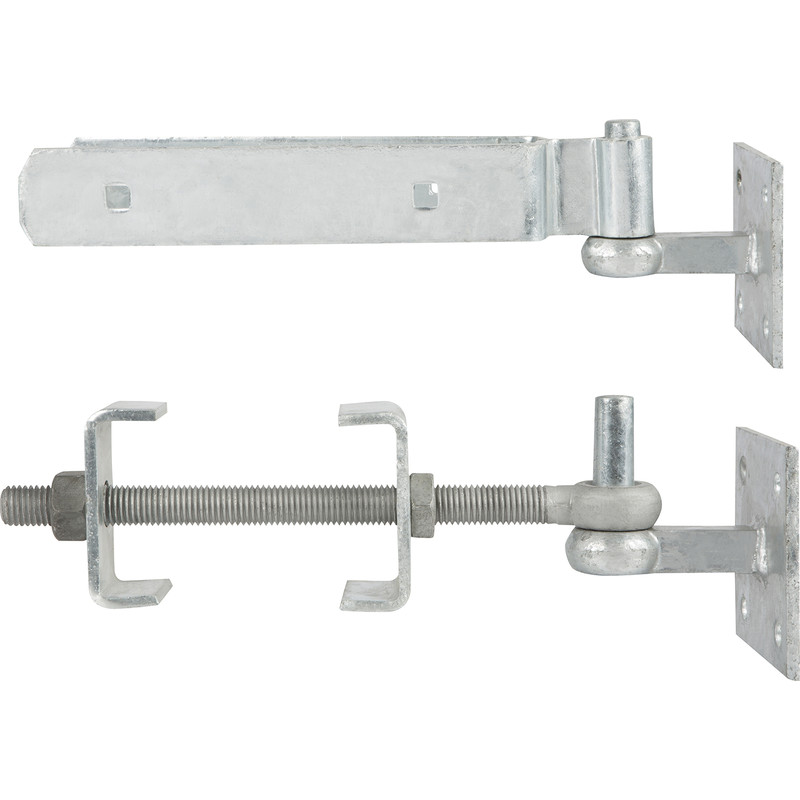 GateMate Field Gate Adjustable Double Strap Hinge Set with Hooks on Plate 300mm Galvanised in Silver Price Comparisons | Compare The Build