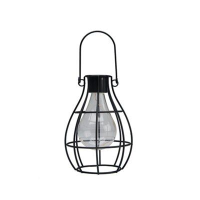 Black Glass & Metal Solar-Powered Outdoor Led Hanging Lantern Price Comparisons | Compare The Build