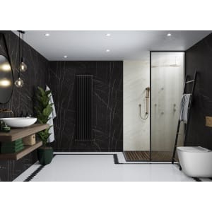 Multipanel Linda Barker Unlipped Black Pietra Shower Panel -  2400 x 900 x 11mm | Compare The Build