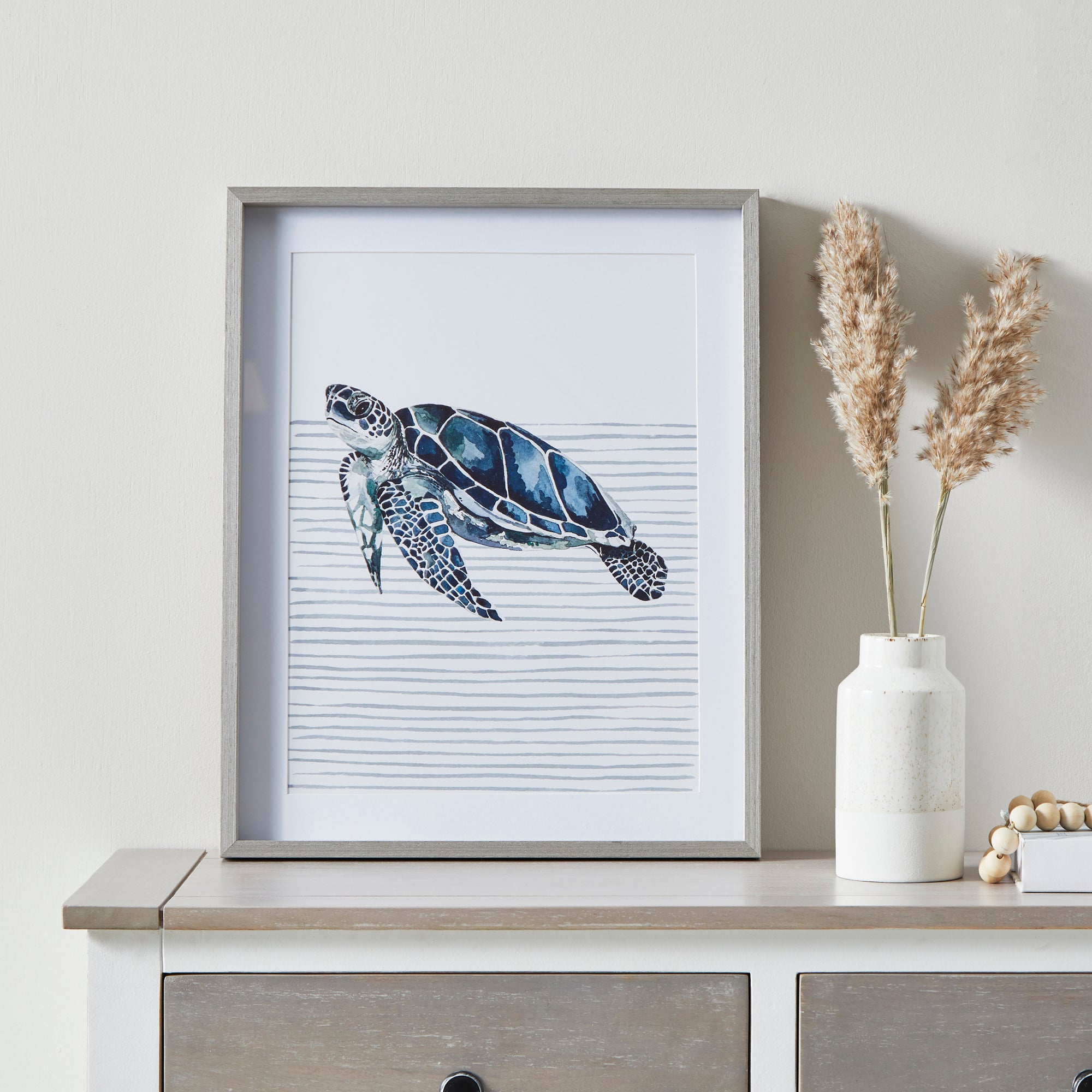 Sea Turtle Framed Print White/Blue Price Comparisons | Compare The Build