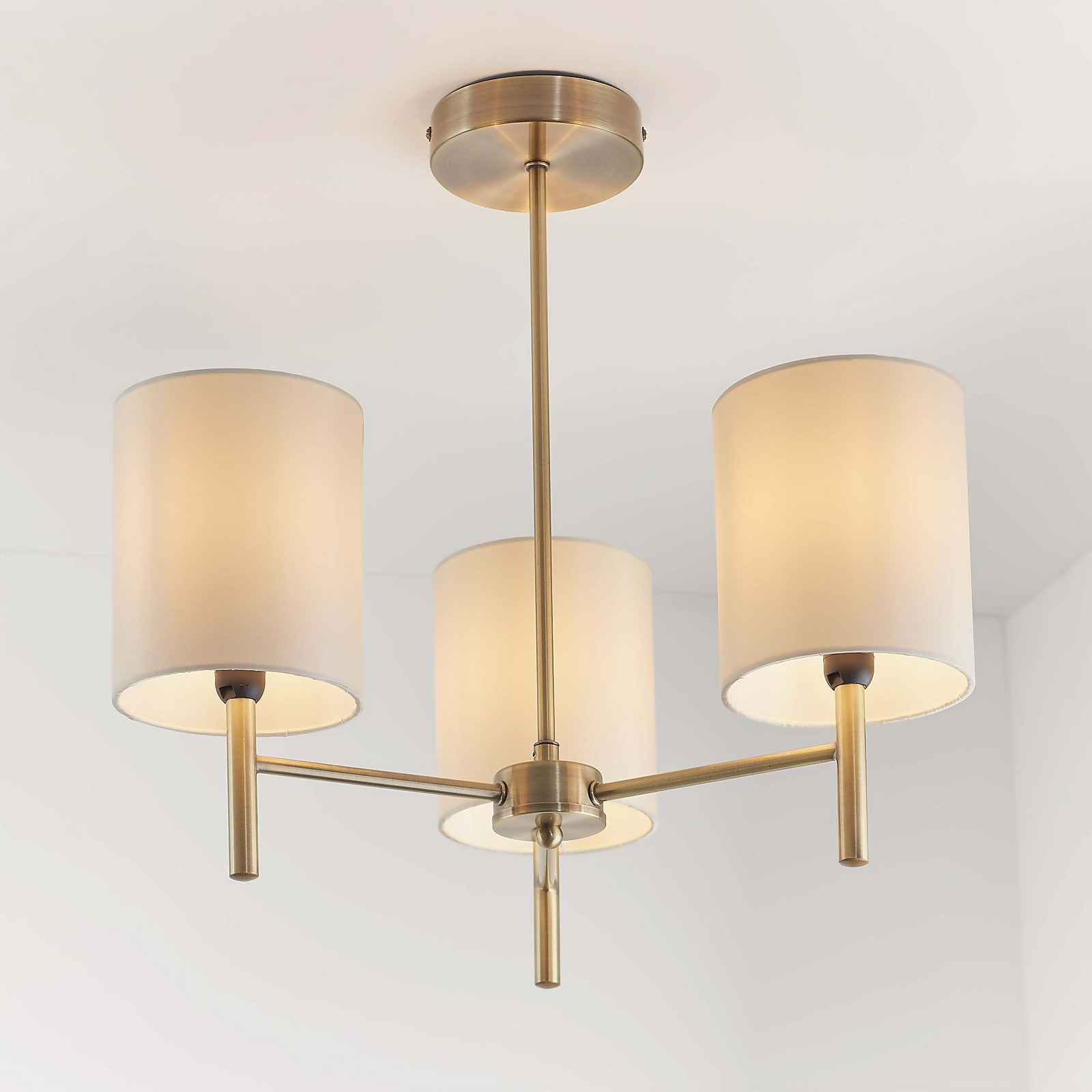 Kari 3 Light Semi Flush Ceiling Light - Brass | Compare The Build