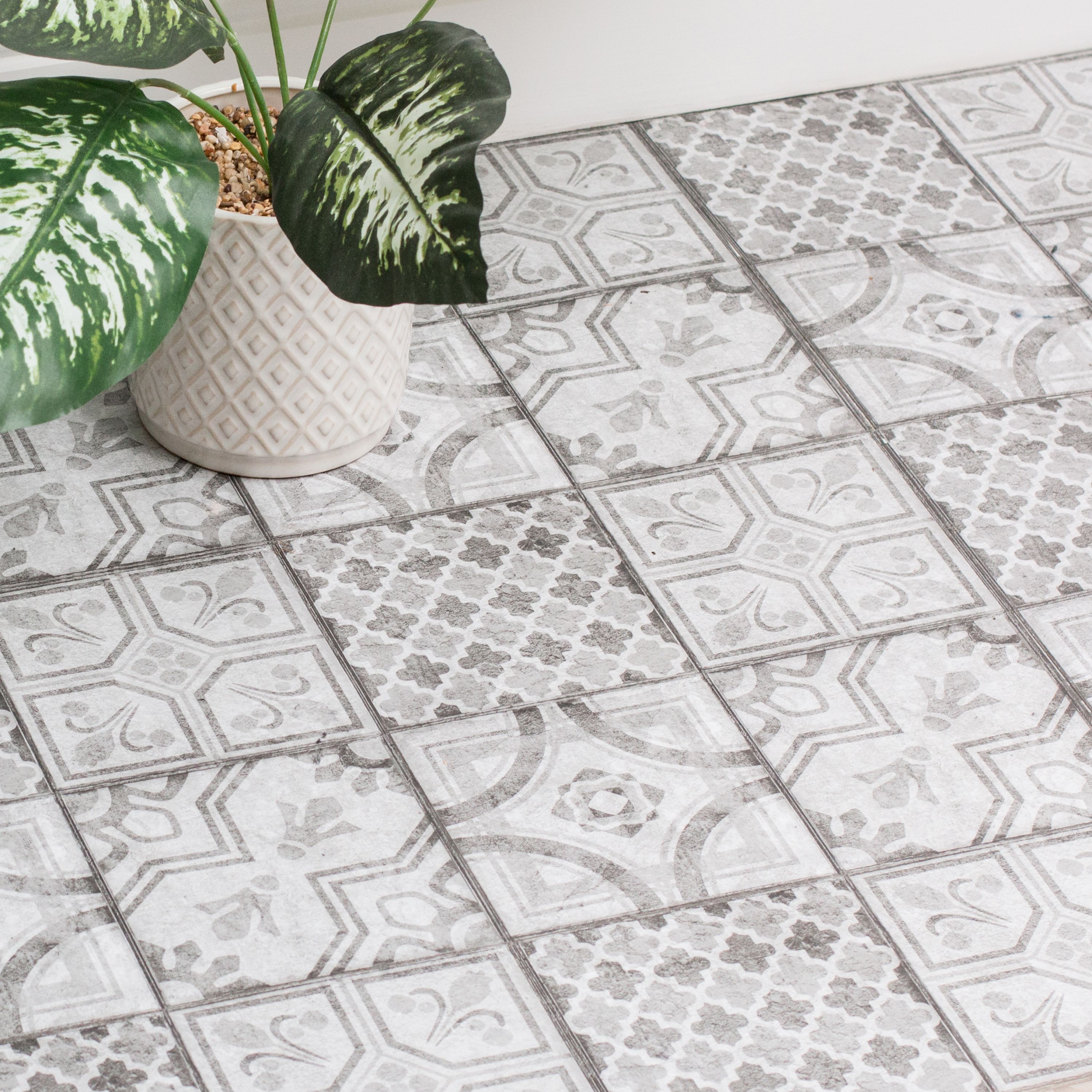 D-C-Fix Grey & White Moroccan Tile Effect Vinyl Tile, Pack Of 11 Price Comparisons | Compare The Build