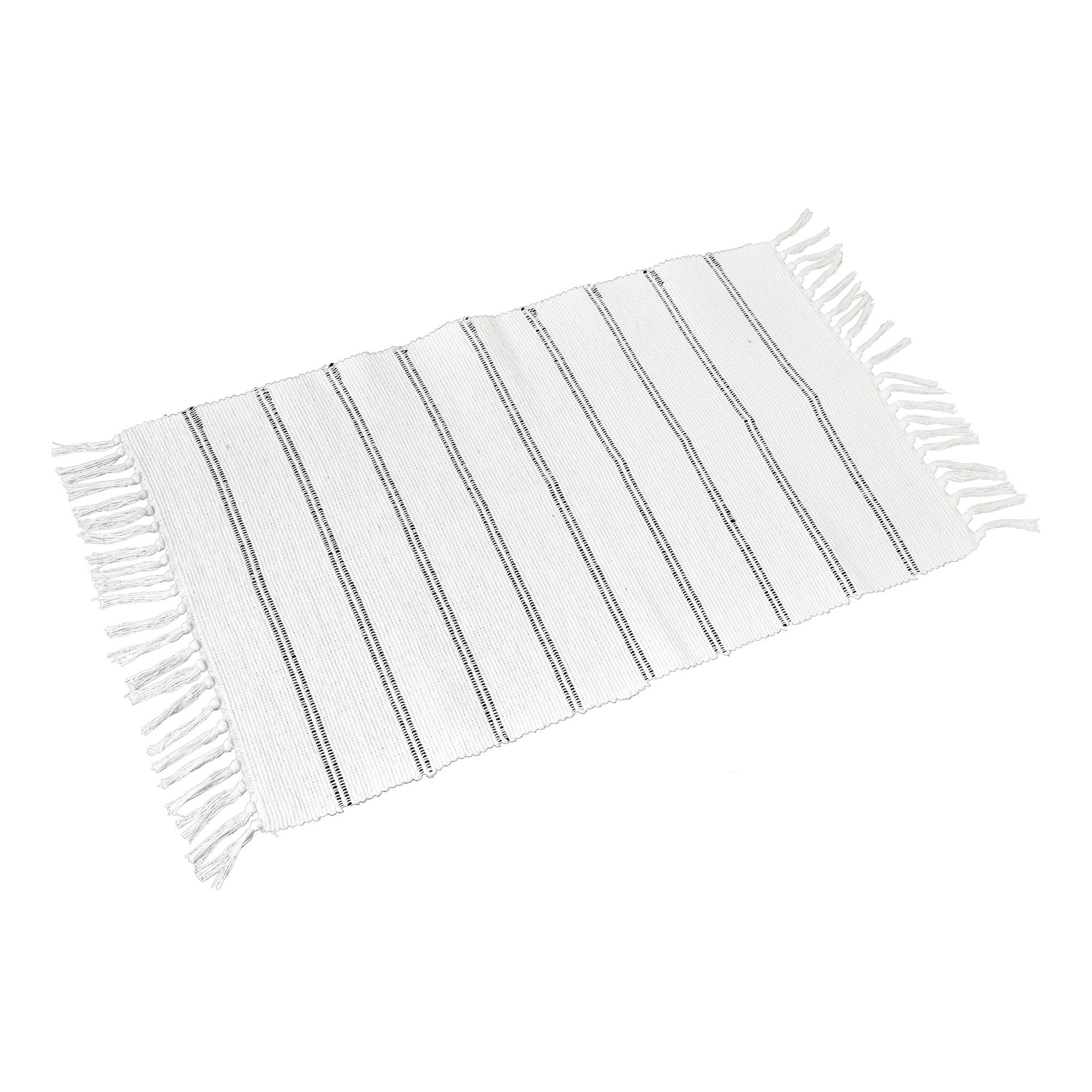 Hand Woven Stripes White Rug 80Cm Price Comparisons | Compare The Build