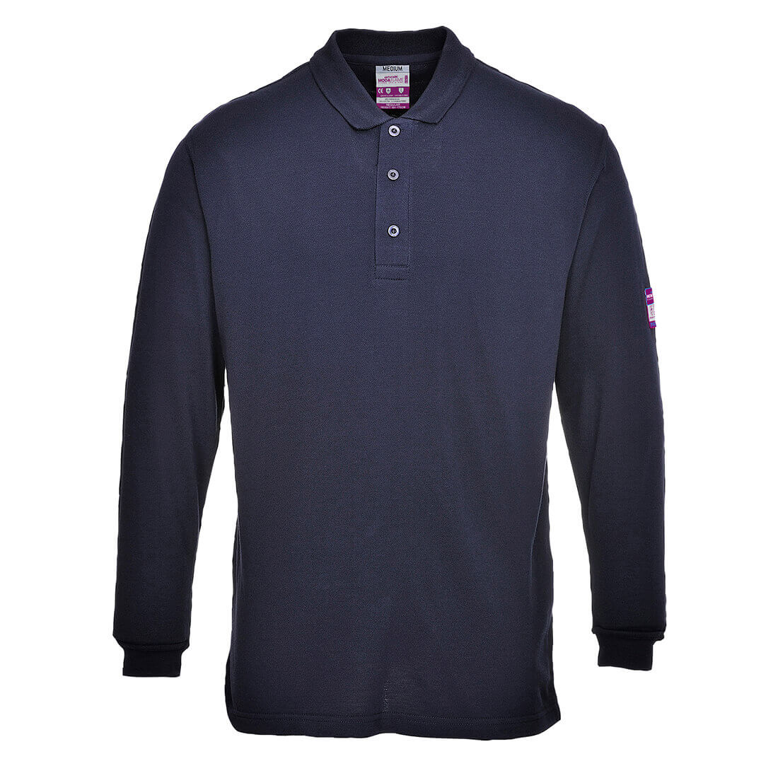 Modaflame Mens Flame Resistant Antistatic Long Sleeve Polo Shirt Navy L | Compare The Build