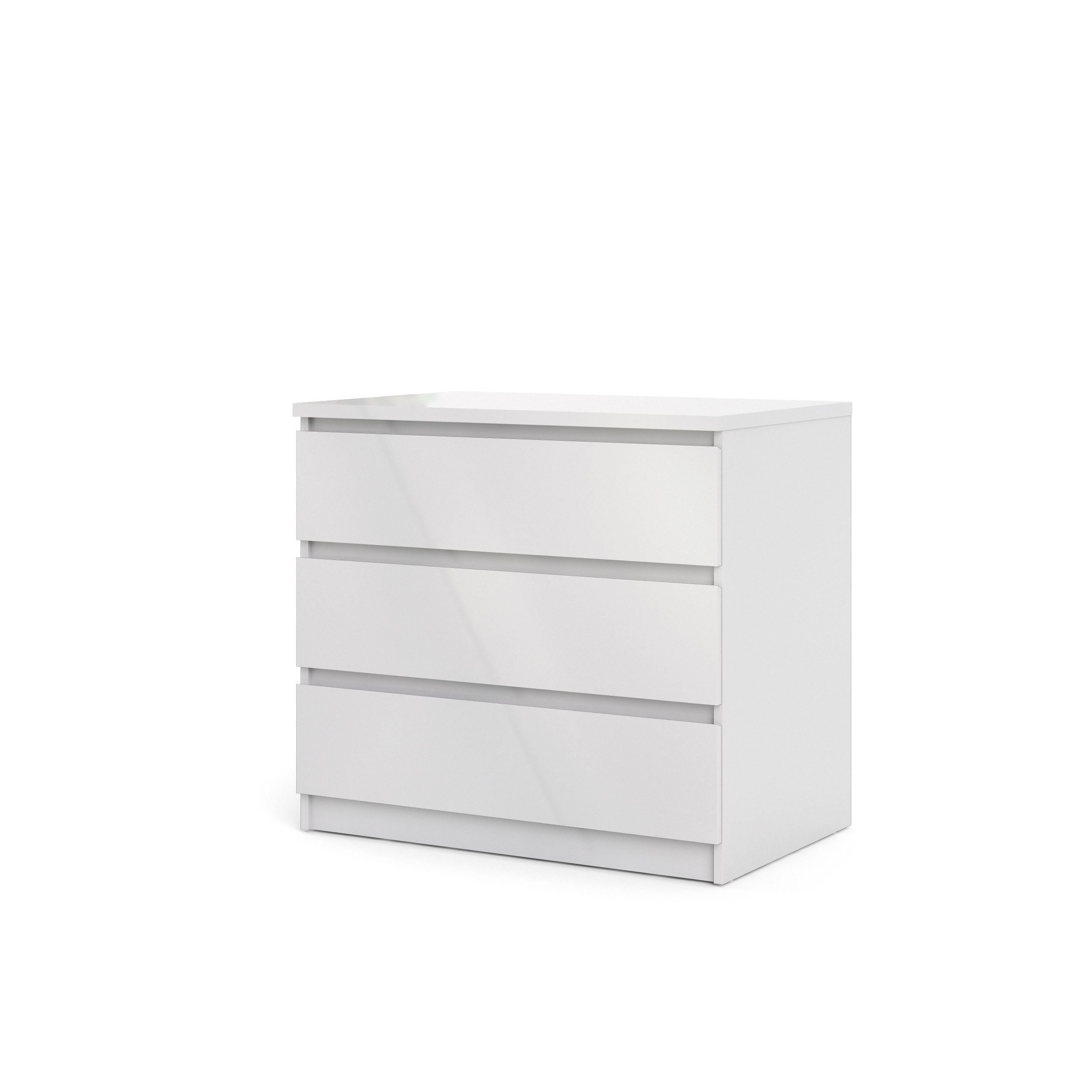 Tvilum Esla High Gloss White 3 Drawer Chest Of Drawers (H)700mm (W)770mm (D)500mm Price Comparisons | Compare The Build