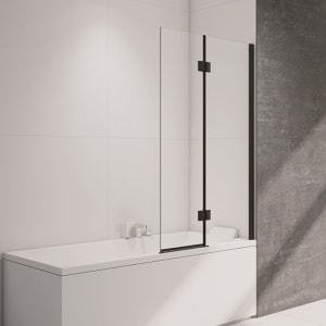 Nexa By Merlyn 8mm 2 Panel Square Hinged Right Hand Black Bath Screen - 1500 x 900mm Price Comparisons | Compare The Build