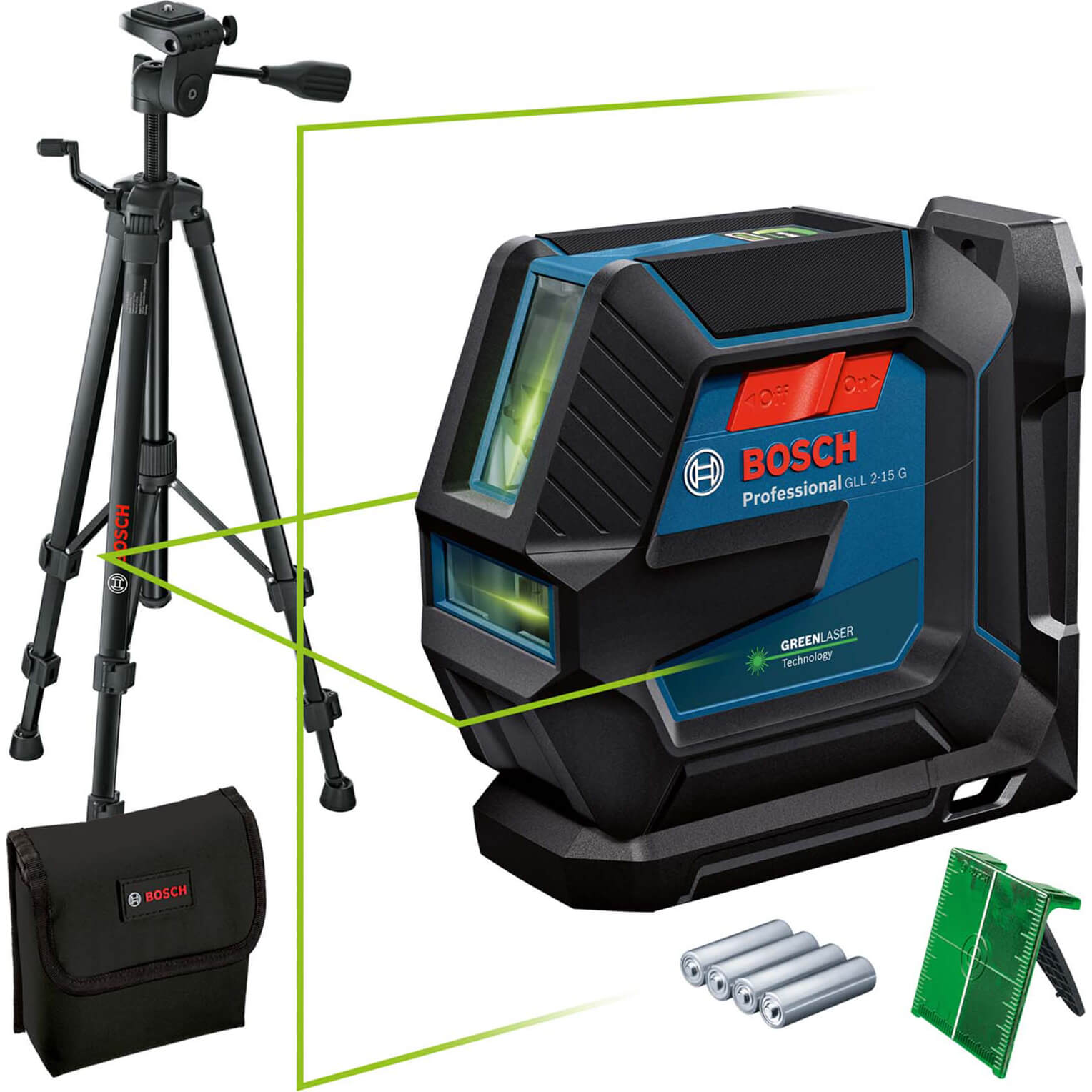 Bosch GLL 2-15 G Green Beam Line Laser Level And Tripod Set | Compare The Build