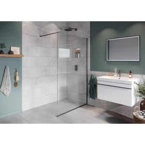 Hadleigh 8mm Matt Anthracite Frameless Wetroom Screen with Wall Arm - 1100mm Price Comparisons | Compare The Build