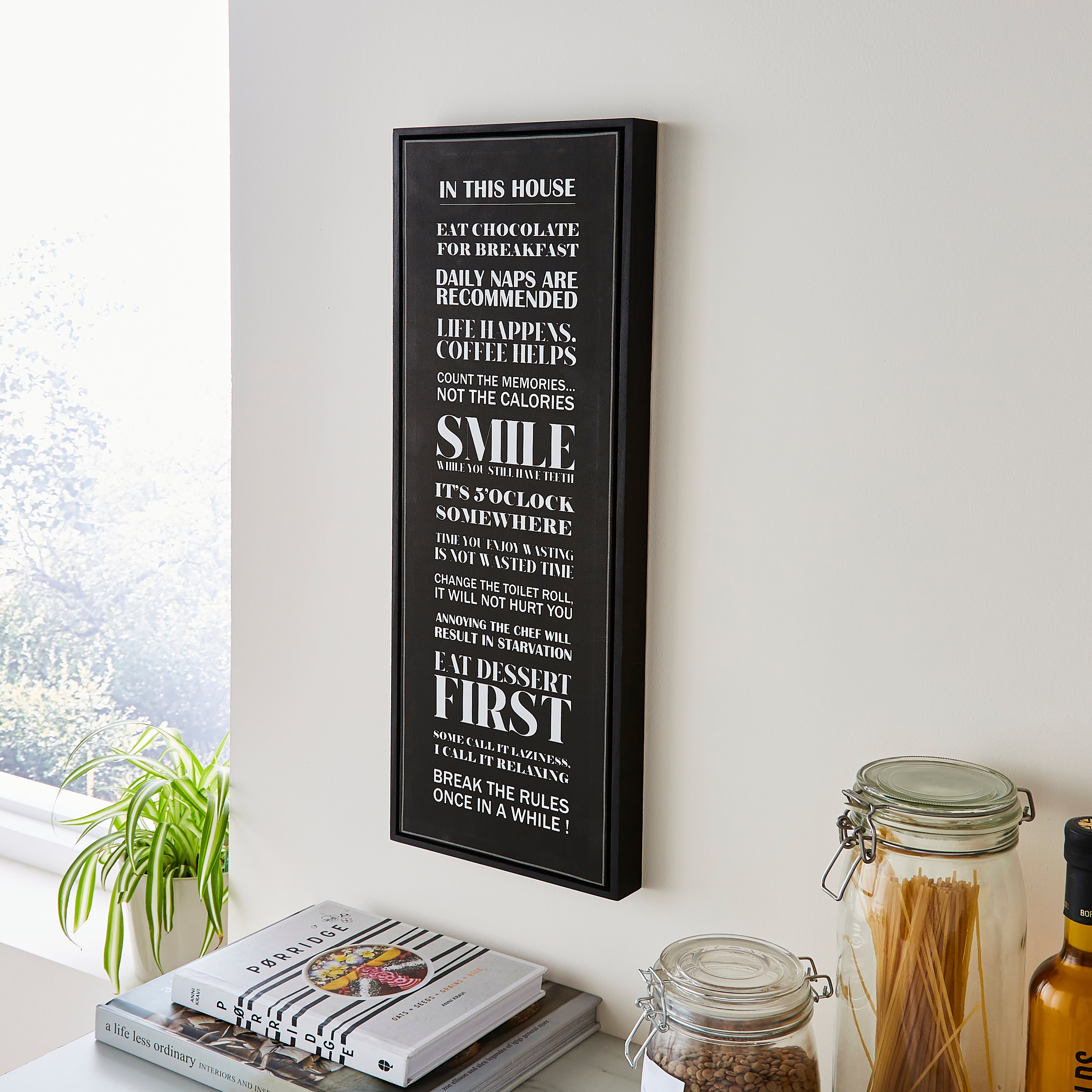 House Rules Capped Canvas 63cm x 21cm Faux Zebra Print Black and White Price Comparisons | Compare The Build