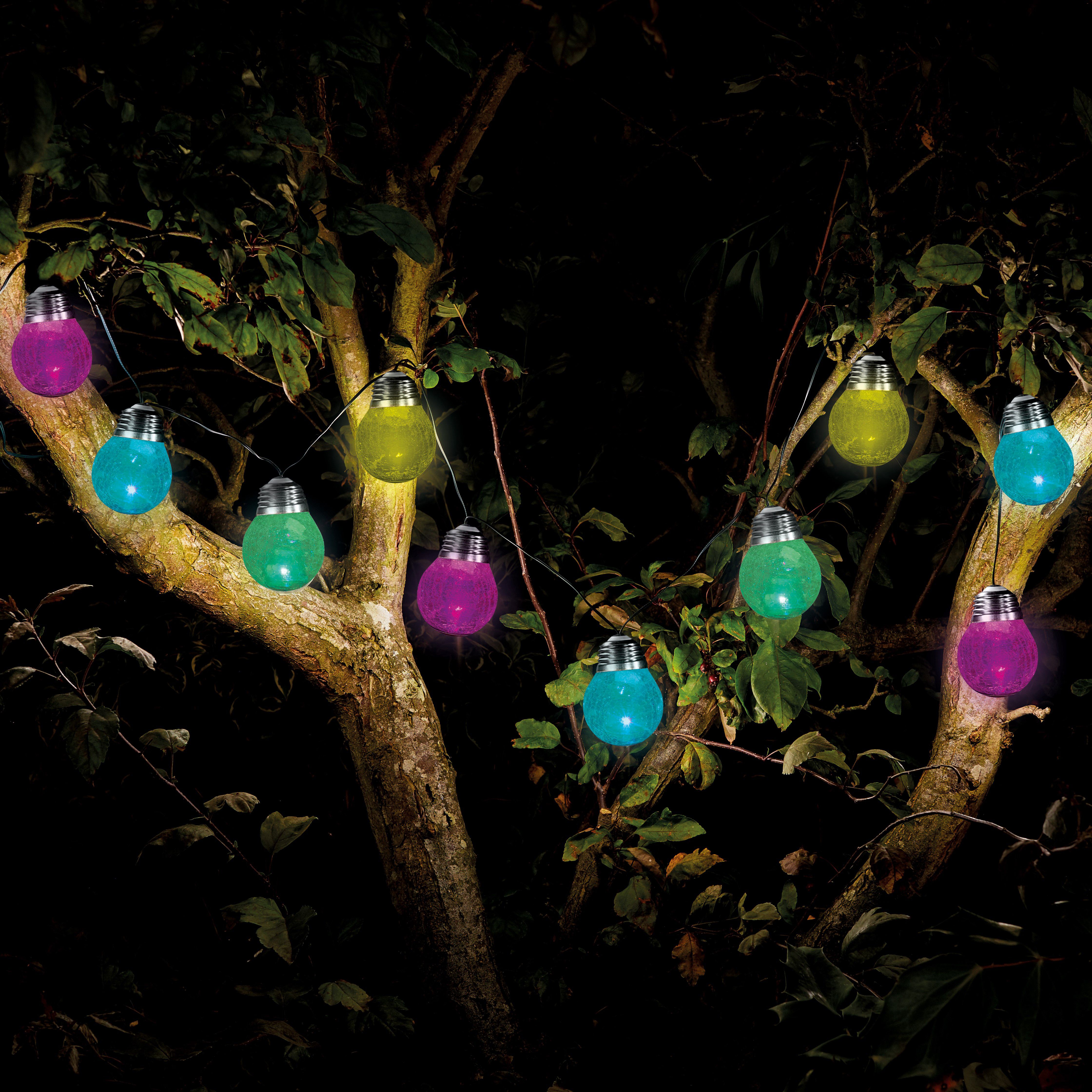 Solar Crackle Globe Solar-Powered Multicolour 10 Led Outdoor String Lights | Compare The Build