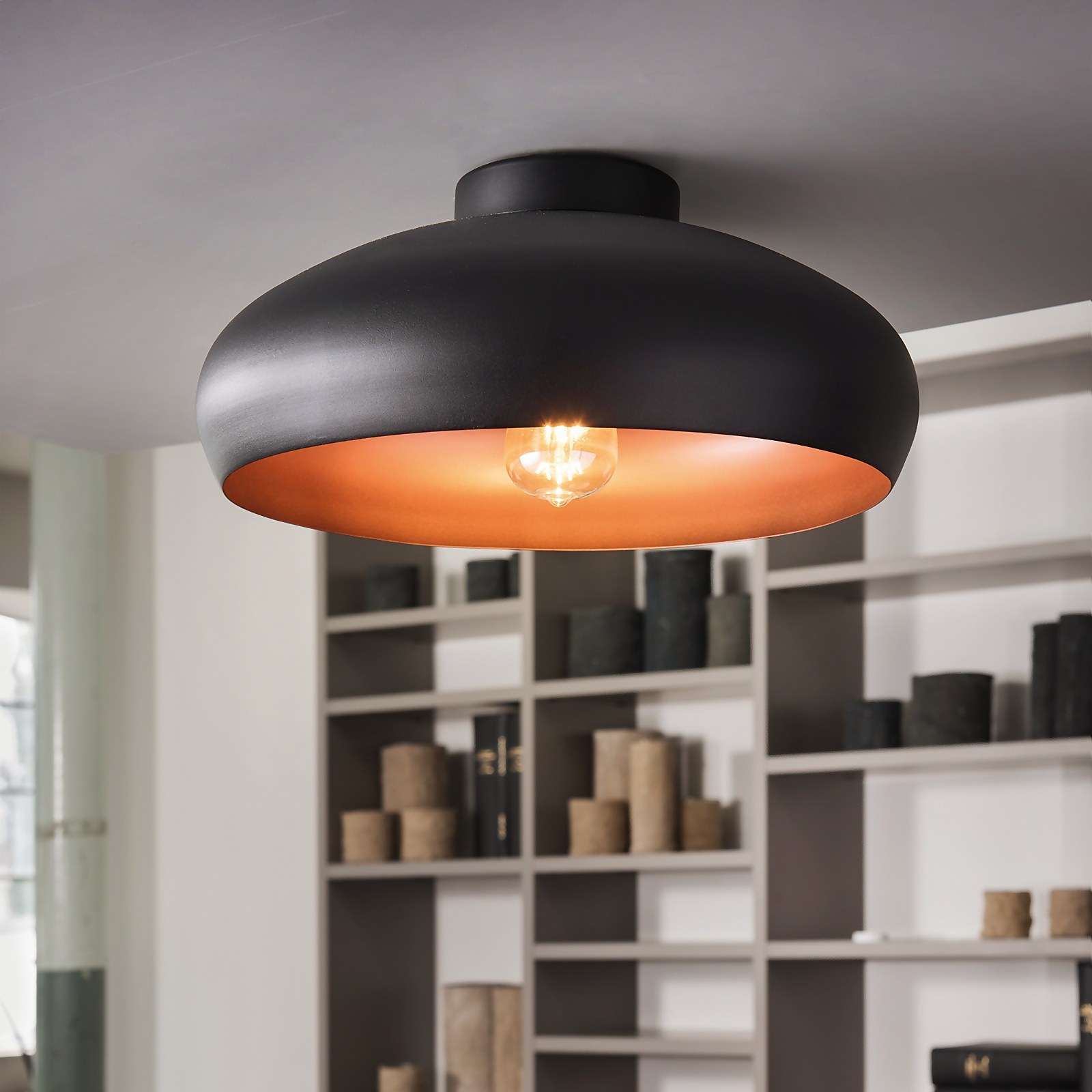 Eglo Mogano Flush Light - Black & Copper | Compare The Build