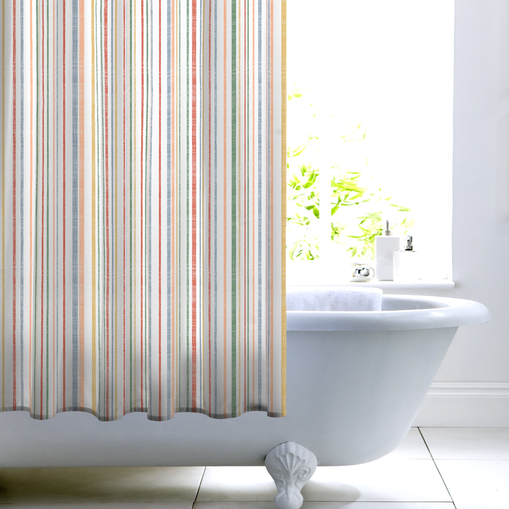 Rainbow Stripe Peached Shower Curtain White/Red/Green Price Comparisons | Compare The Build