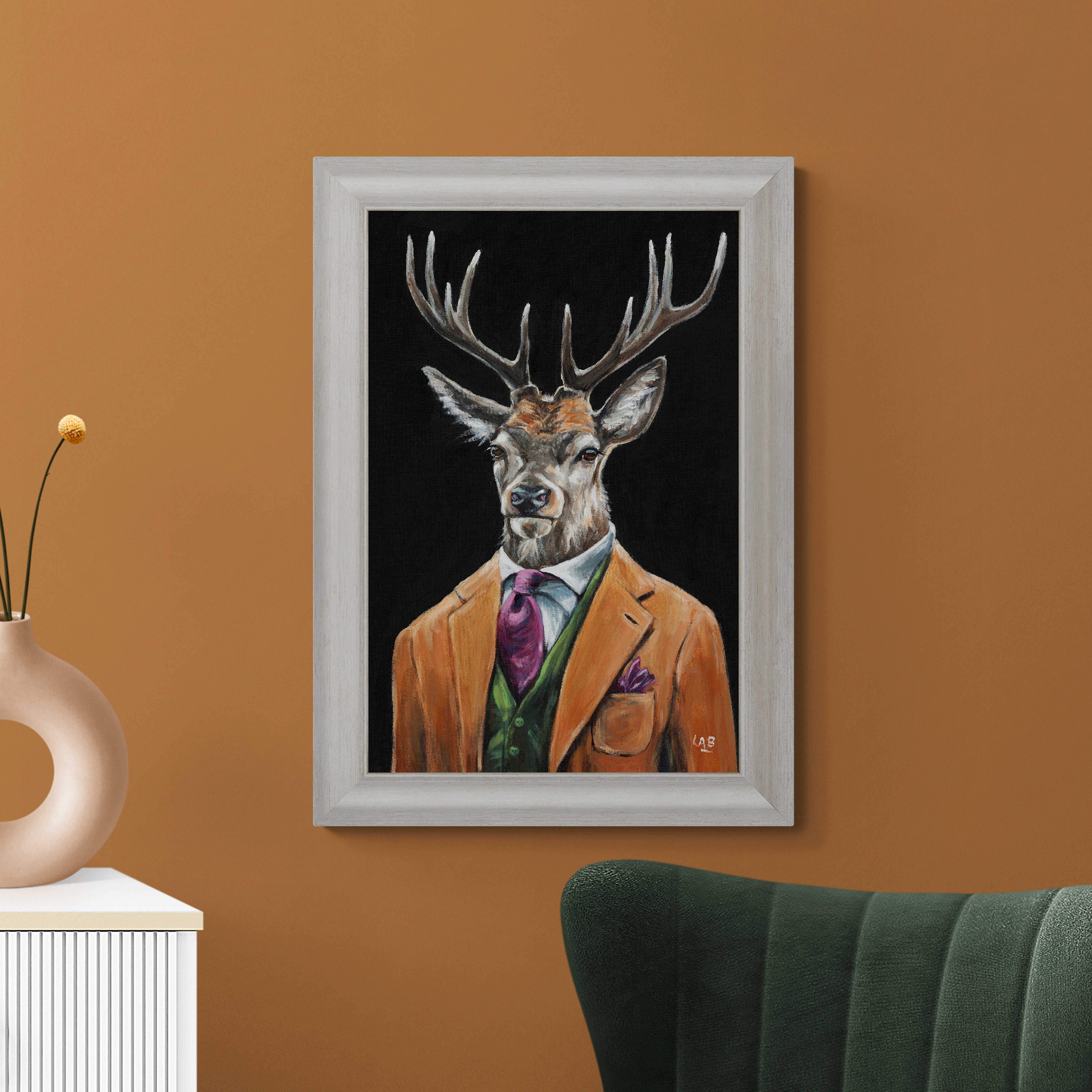 Gentleman Stag by Louise Brown Framed Print MultiColoured Price Comparisons | Compare The Build