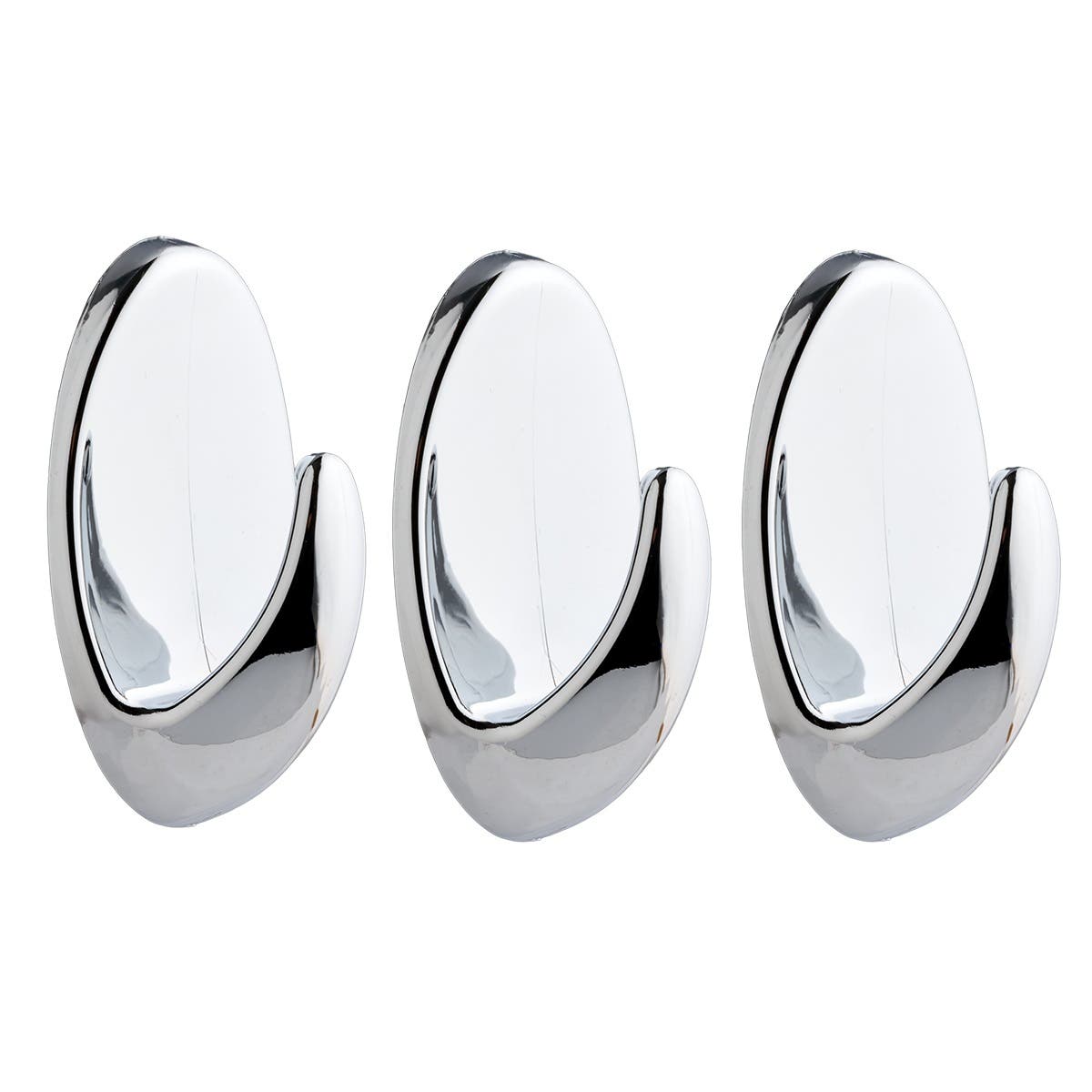 Removable Adhesive Plastic Large Oval Hooks Chrome Pack 3 Price Comparisons | Compare The Build