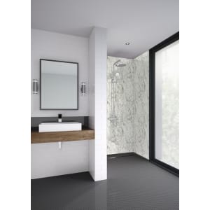 Mermaid Laminate Bianco Marble Square Edge Single Shower Panel - 2400 x 1200mm | Compare The Build