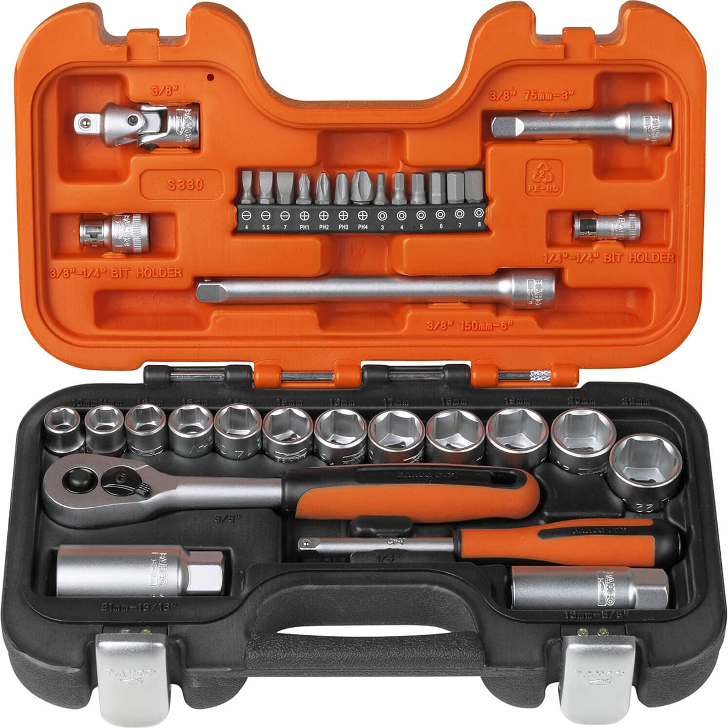 Bahco S330 34 Piece 1/4" and 3/8" Drive Socket Set Combination Price Comparisons | Compare The Build