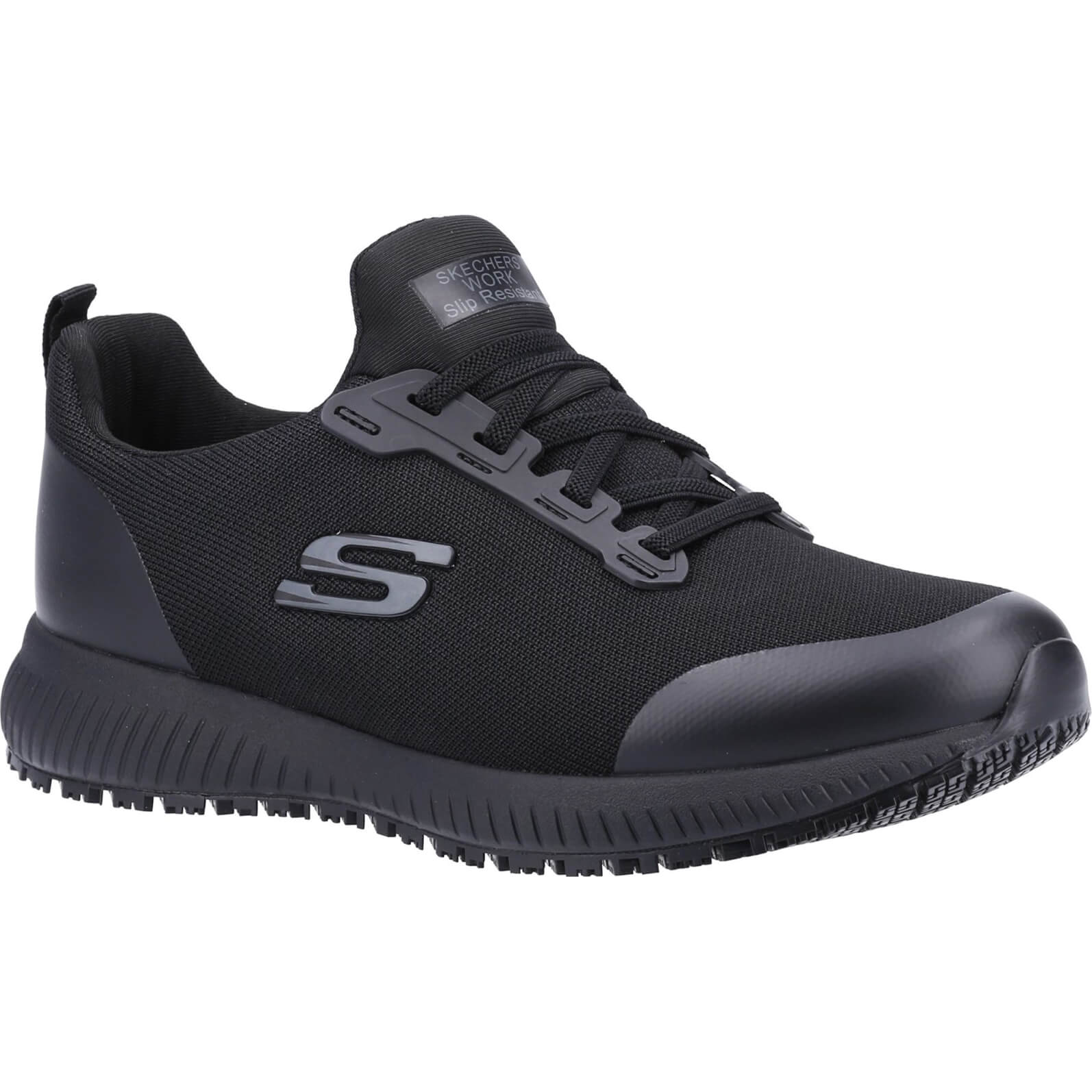 Skechers Squad Womens Wide Fit Slip Resistant Work Shoes Black Size 4 | Compare The Build