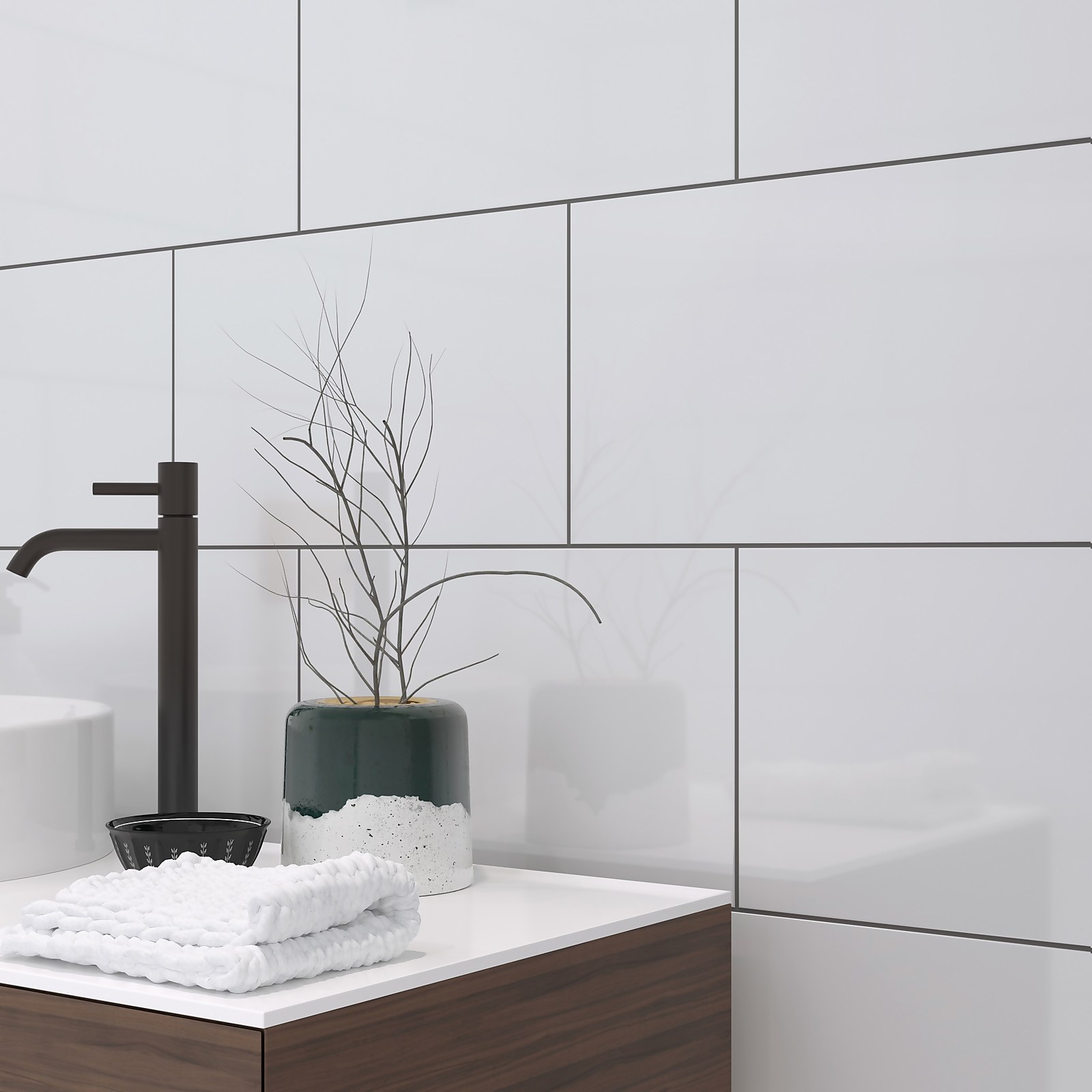 Plain White Ceramic Wall Tile 250 x 400mm | Compare The Build