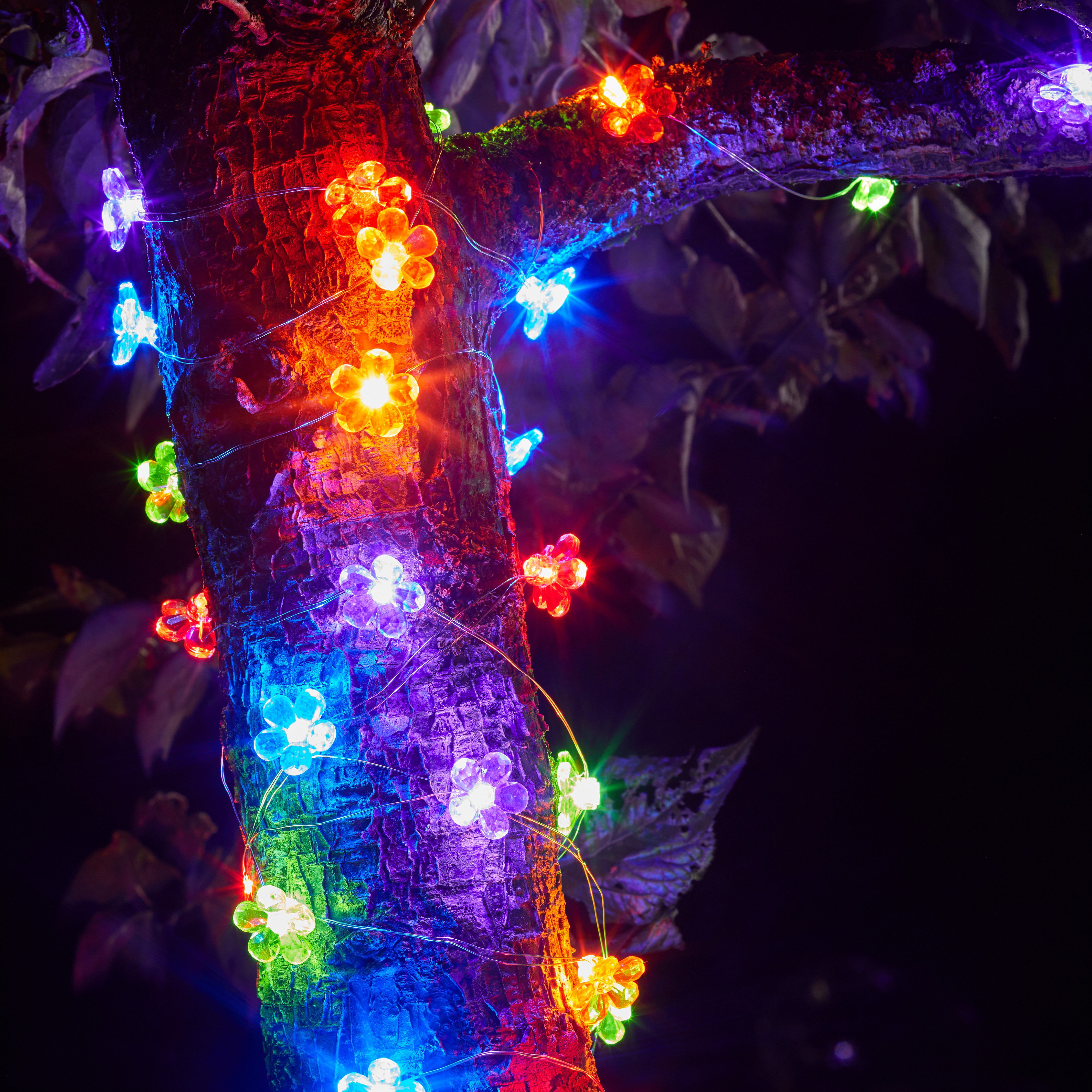 Solar Flower Solar-Powered Multicolour 30 Led Outdoor String Lights | Compare The Build