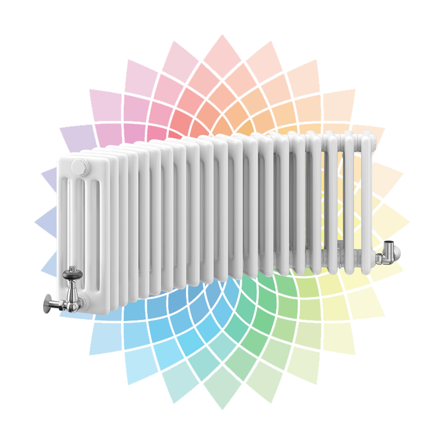 Nordic 2 Column Curved Horizontal Radiator, Custom Colour, 300mm x 1374mm | Compare The Build